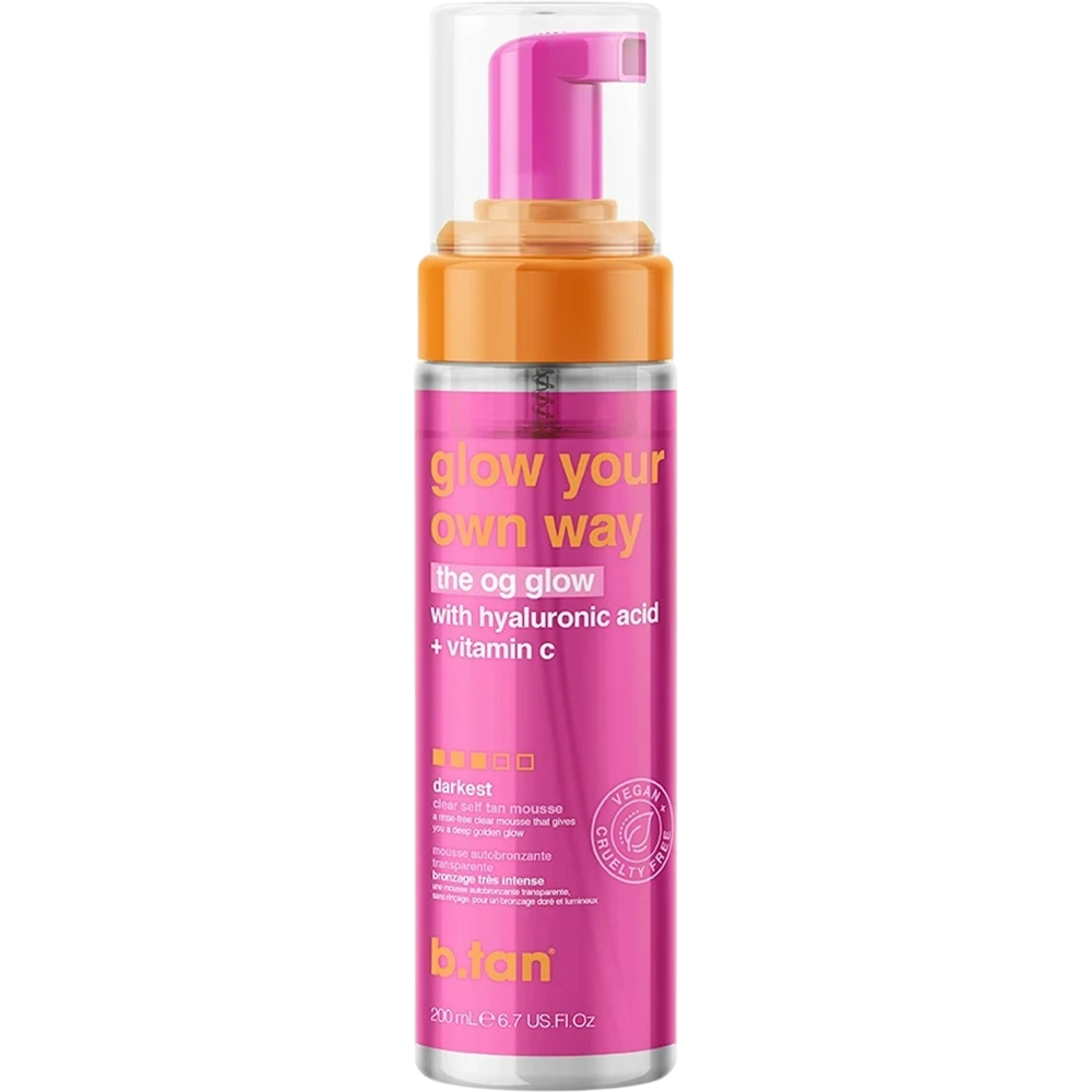 Spuma autobronzanta transparenta rezistentă la transfer Glow Your Own Way, 200 ml, B.tan