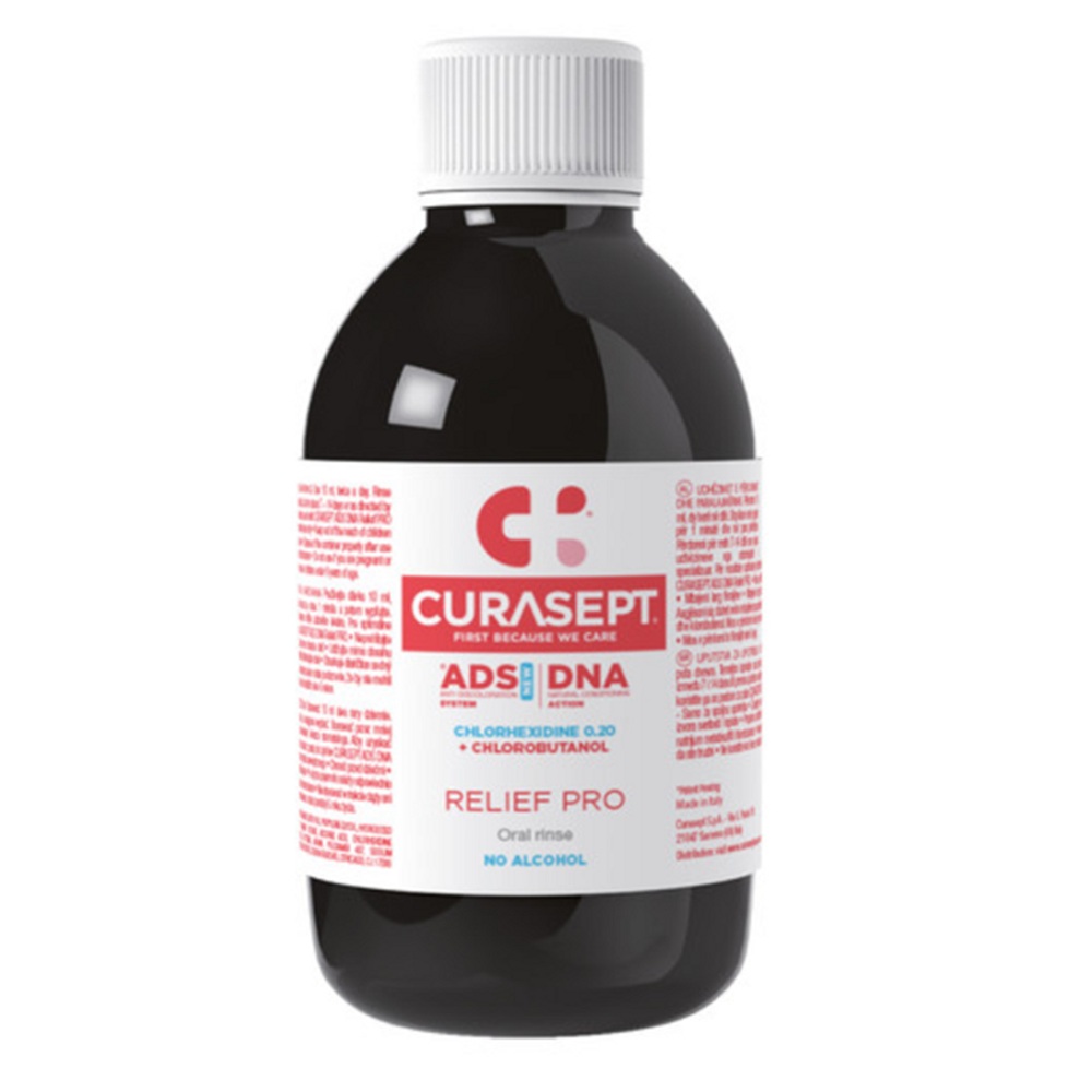 Apa de gura cu clorhexidina 0.20% Ads Dna Relief Pro, 200 ml, Curasept