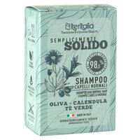 Sampon solid pentru par normal cu ulei de masline, extract de galbenele si ceai verde, 85 g, Iteritalia