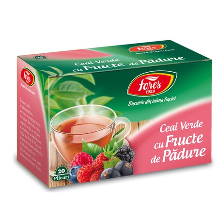 Ceai verde cu fructe de padure, 20 plicuri, Fares