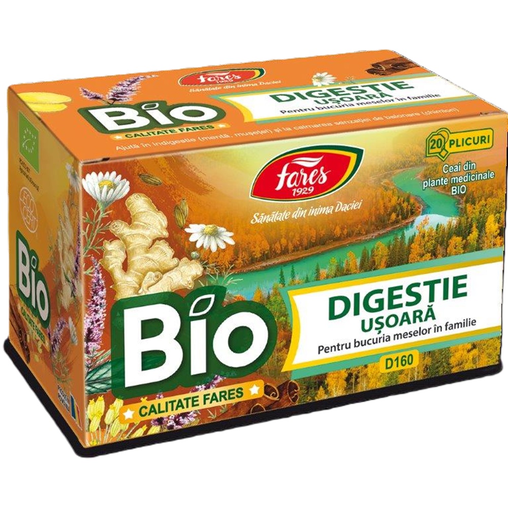 Ceai Bio Digestie Usoara, 20 plicuri, Fares