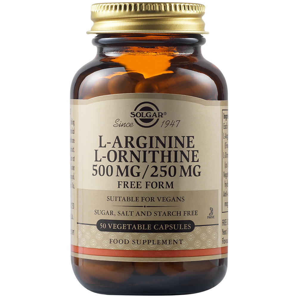 L-Arginina L-Ornitina 500 mg/250 mg, 50 capsule, Solgar