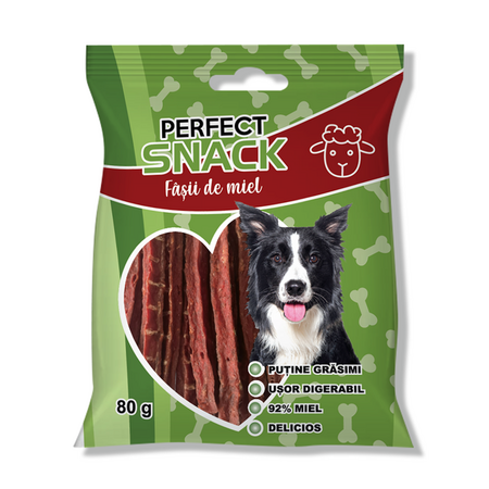 Fasii de miel pentru caini, 80 g, Perfect Snack