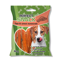 Fasii de somon marmorate pentru caini, 80 g, Perfect Snack