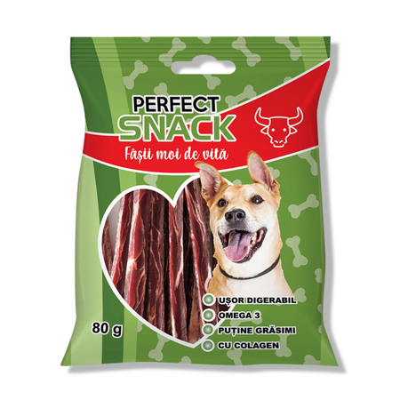 Fasii moi de vita pentru caini, 80 g, Perfect Snack