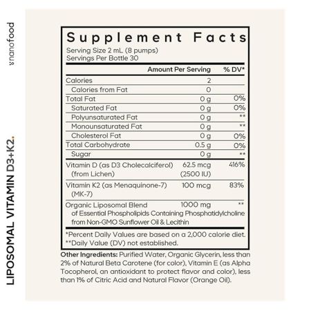 Vitamina D3+K2 Lipozomala cu aroma de portocala CodeAge, 59.2 ml, GNC 685273