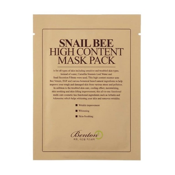 Masca hidratanta cu secretie de melc si venin de albina Sanail Bee, 20 g, Benton