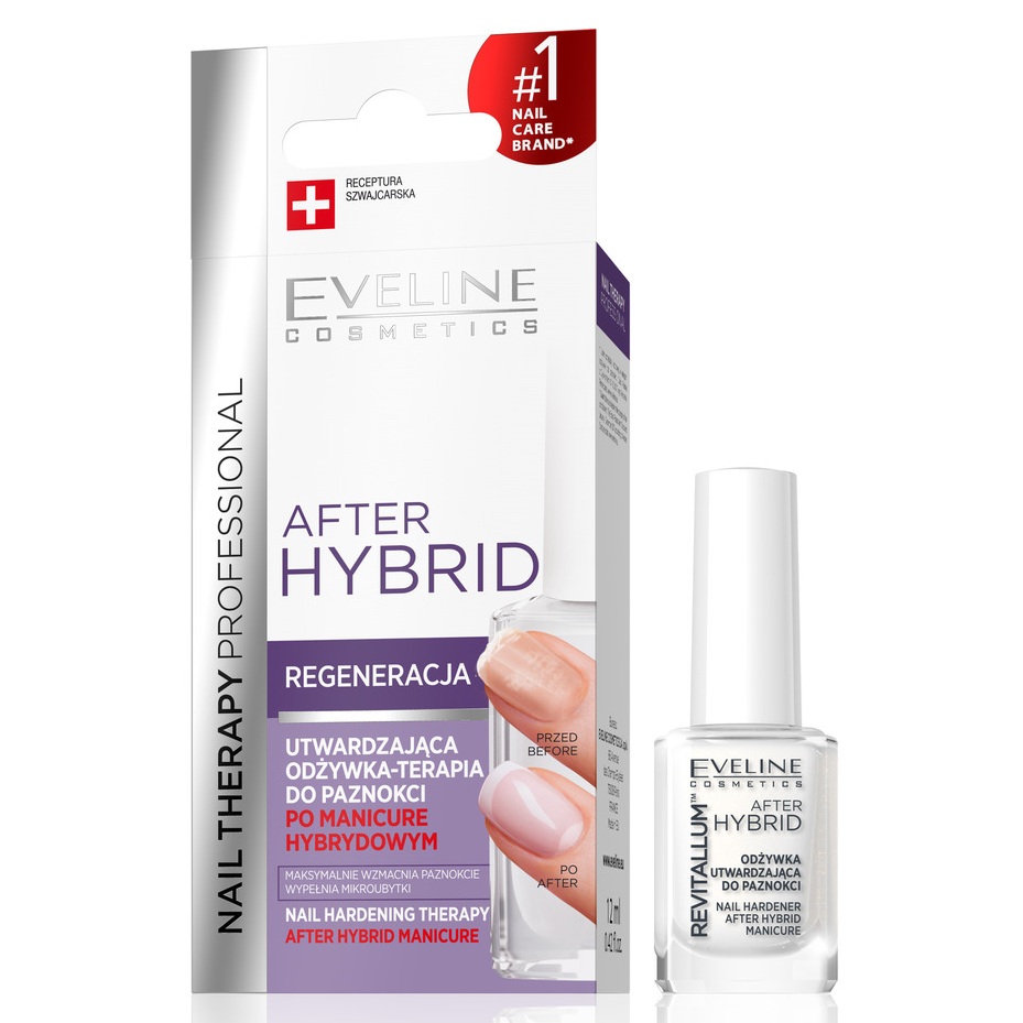 Tratament pentru intarirea unghiilor dupa manichiura hybrida Nail Therapy Revitalium, 12 ml, Eveline Cosmetics