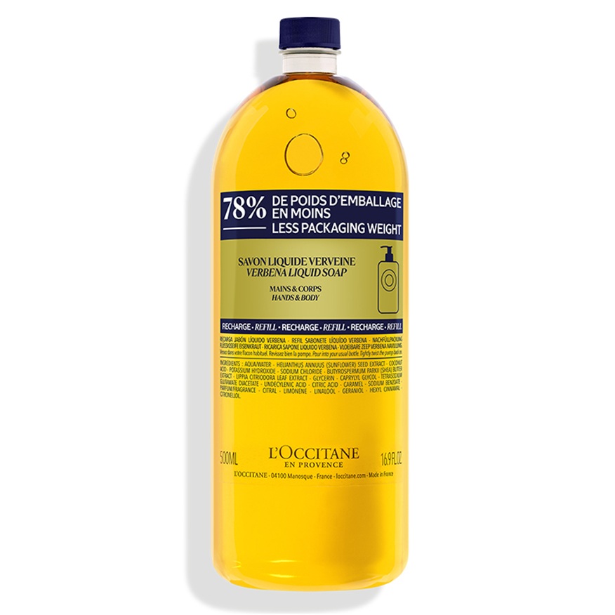Refill Sapun lichid cu shea si verbina pentru maini si corp Hands & Body Verbena, 500 ml, L'Occitane