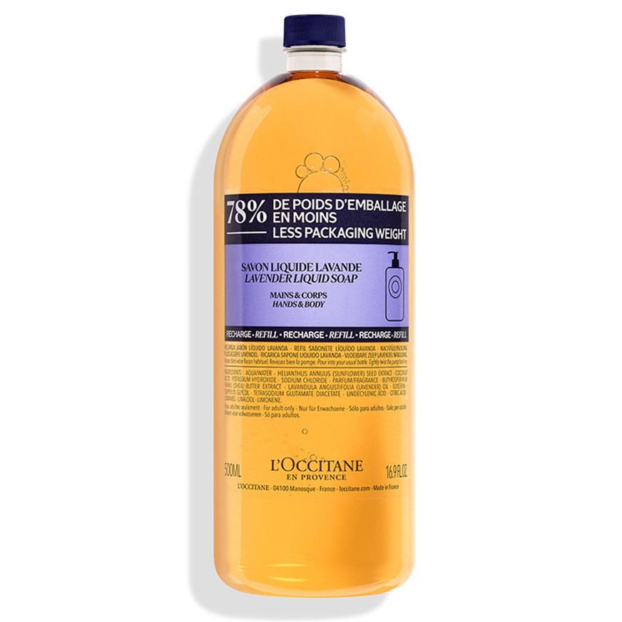 Refill Sapun lichid cu shea si lavanda pentru maini si corp Hands & Body Lavender, 500 ml, L'Occitane