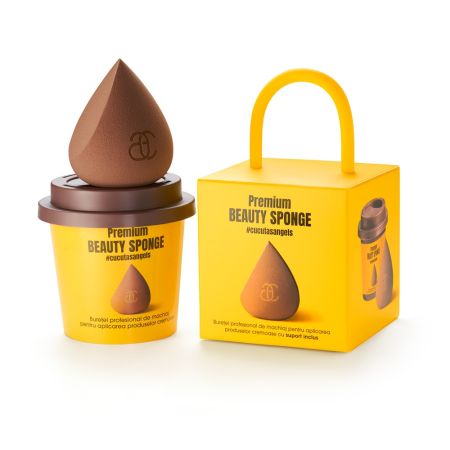 Buretel pentru aplicarea machiajului GlamSquad Pro Sponge Brown, 1 bucata, Cucuta Beaty 641749