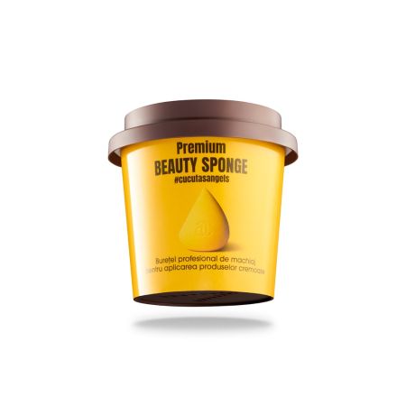 Buretel pentru aplicarea machiajului GlamSquad Pro Sponge Yellow, 1 bucata, Cucuta Beaty 641755