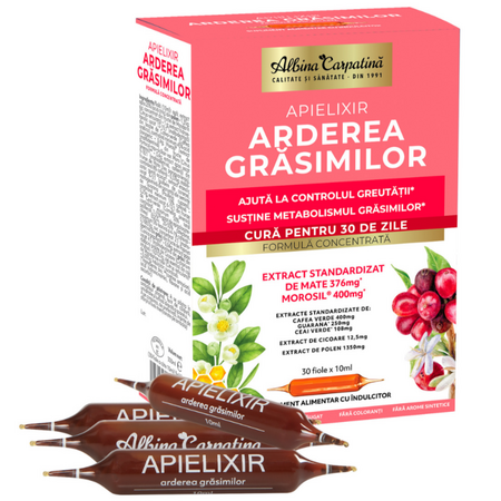 Apielixir Arderea grasimilor, 30 fiole, Albina Carpatina