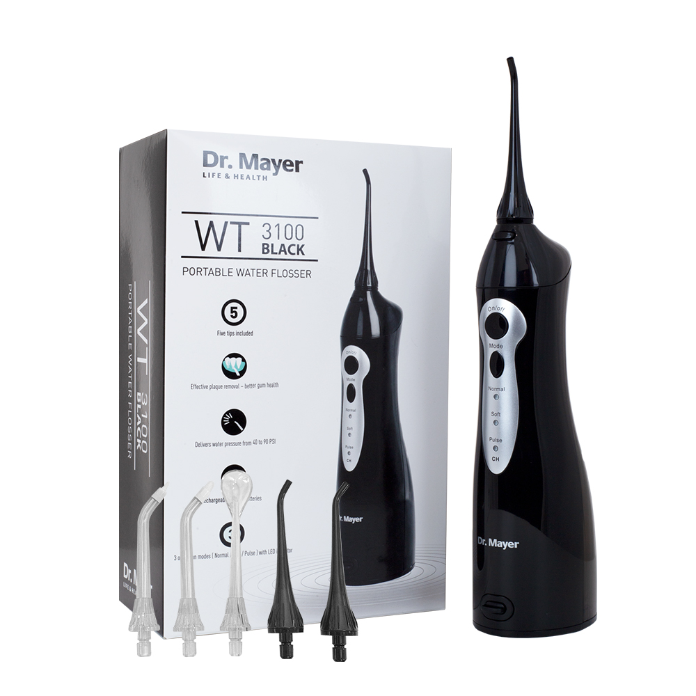 Dus bucal portabil cu 5 varfuri WT3100 Black, Dr. Mayer