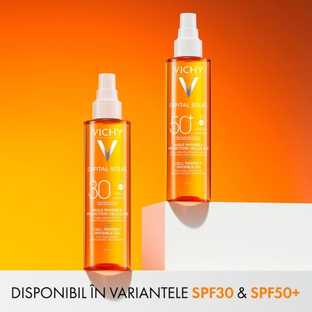 Ulei invizibil cu squalan, vitamina E si SPF30 Capital Soleil, 200 ml, Vichy 651077