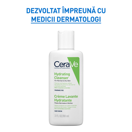 Gel de spalare hidratant cu ceramide si acid hialuronic Travel Size, 88 ml, CeraVe 642017