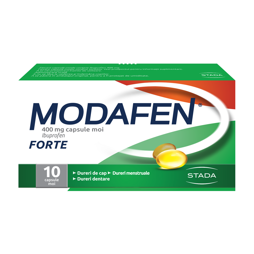 Modafen Forte 400 mg Ibuprofen, 10 capsule moi, Stada