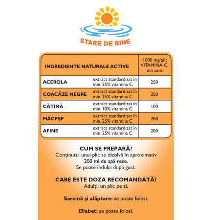 Vitamina C 1000 naturala F175, 10 plicuri, Fares 621076