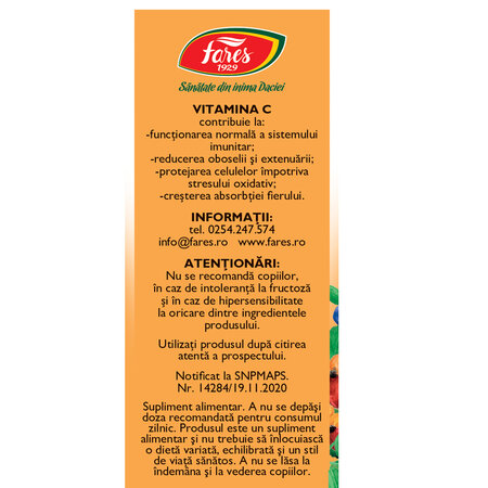 Vitamina C 1000 naturala F175, 10 plicuri, Fares 621073