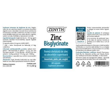 Zinc Bisglycinate, 60 capsule, Zenyth 702677