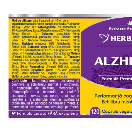 Alzheimed, 120 capsule, Herbagetica 688774