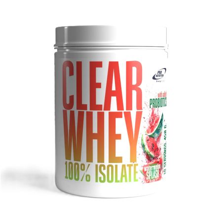 Bautura instant pe baza de izolat proteic din zer cu adaos de probiotice si aroma de watermelon Clear Whey, 450 g, Pro Nutrition