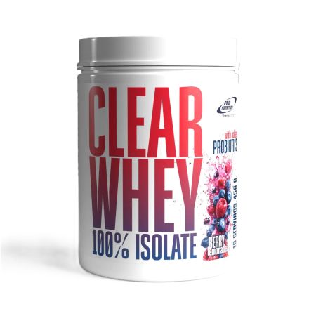 Bautura instant pe bază de izolat proteic din zer cu adaos de probiotice si aroma de berry lemonade Clear Whey, 450 g, Pro Nutrition
