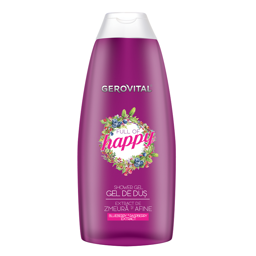 Gel de dus cu extract de zmeura si afine Full of Happy, 250 ml, Gerovital