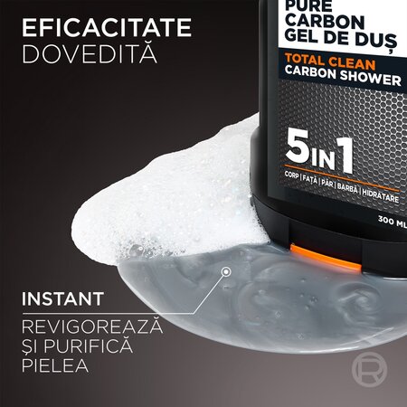 Gel de dus pentru barbati 5-in-1 Pure Carbon Men Expert, 300 ml, LOreal 756805