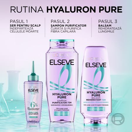 Sampon purificator pentru scalp gras Hyaluron Pure, 400 ml, Elseve 663694
