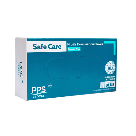 Manusi nitril Safe Care PPS Albastre marimea L, 100 bucati, PPS Gloves