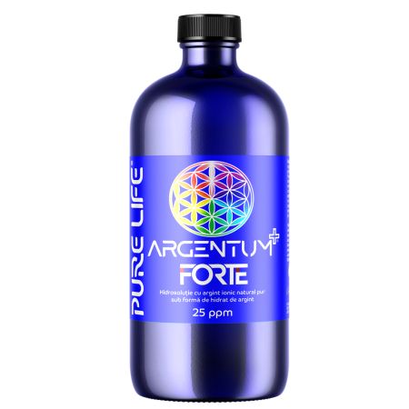 Argint nanocoloidal Argentum+ Forte 25PPM, 480 ml, Pure Life