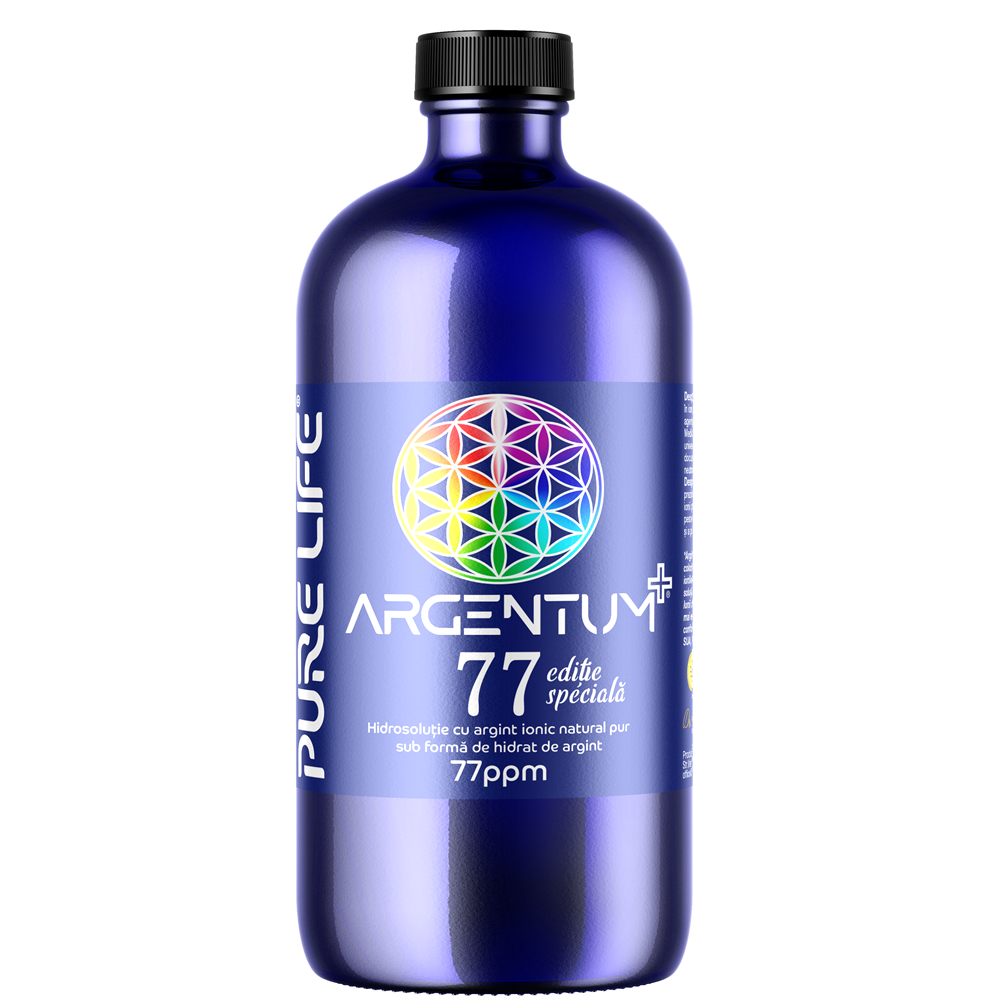 Hidrosolutie cu argint ionic Argentum+ 77PPM, 480 ml, Pure Life