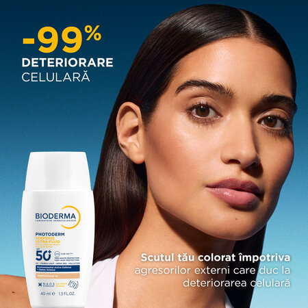 Fluid nuantator cu protectie solara fototip 2 SPF 50+, Shade 02, Photoderm Xdefense, 40 ml, Bioderma 738822