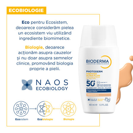Fluid nuantator cu protectie solara fototip 2 SPF 50+, Shade 02, Photoderm Xdefense, 40 ml, Bioderma 738826