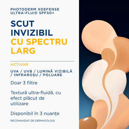 Fluid nuantator cu protectie solara fototip 2 SPF 50+, Shade 02, Photoderm Xdefense, 40 ml, Bioderma 738816
