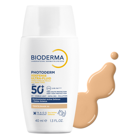 Fluid nuantator cu protectie solara fototip 2 SPF 50+, Shade 02, Photoderm Xdefense, 40 ml, Bioderma 738812