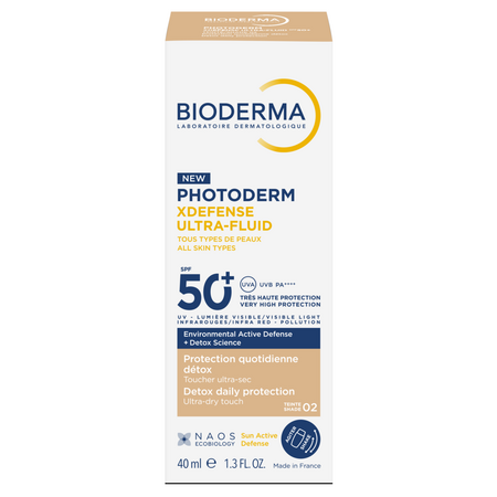 Fluid nuantator cu protectie solara fototip 2 SPF 50+, Shade 02, Photoderm Xdefense, 40 ml, Bioderma 738813