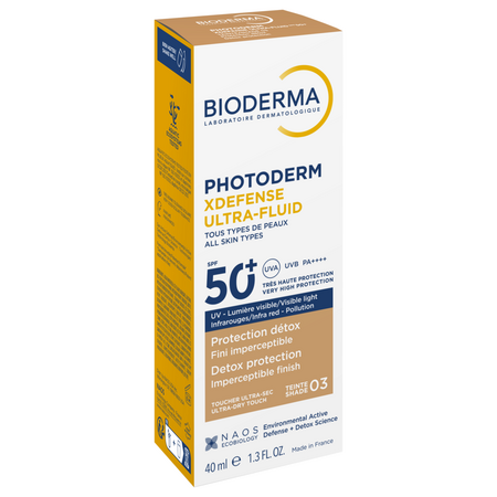 Fluid nuantator cu protectie solara fototip 3 SPF 50+, Shade 03 Photoderm Xdefense, 40 ml, Bioderma 738855