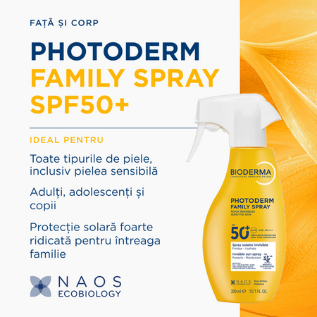 Spray cu protectie solara SPF 50+ Photoderm Family, 300 ml, Bioderma 736517