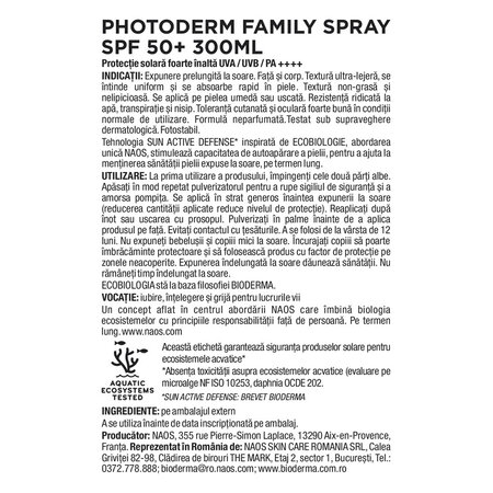 Spray cu protectie solara SPF 50+ Photoderm Family, 300 ml, Bioderma 736530