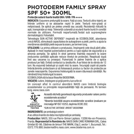 Spray cu protectie solara SPF 50+ Photoderm Family, 300 ml, Bioderma 702425