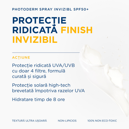 Spray invizibil pentru protectie solara SPF50+ Photoderm, 200 ml, Bioderma 737242