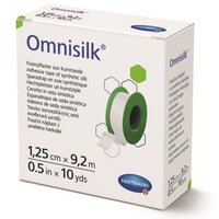 Plasture hipoalergenic pe suport de matase cu margini zimtate Omnisilk, 1.25cmx9.2m, Hartmann