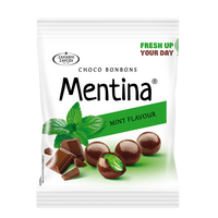 Jeleuri cu aroma de menta invelite in ciocolata neagra Choco Bonbons Mentina, 80 g, Zaharni Zavodi