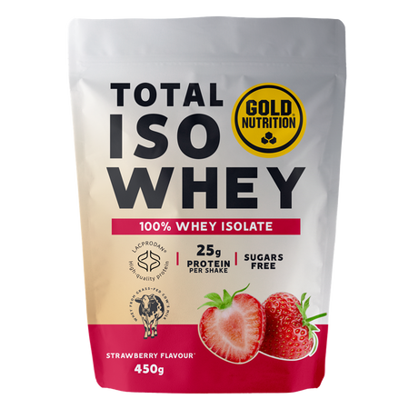 Pudra proteica cu aroma de capsuni Total Iso Whey, 450 g, Gold Nutrition