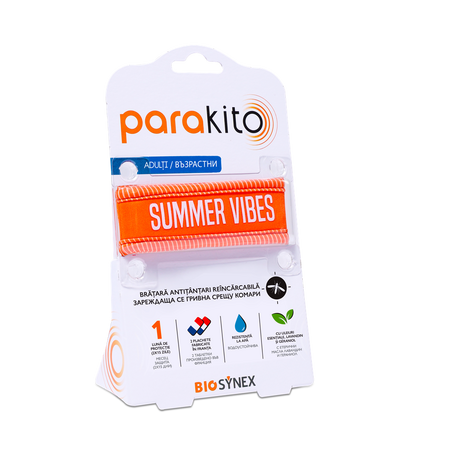 Bratara pentru adulti impotriva tantarilor Good Vibes Orange, 1 bucata, Para Kito