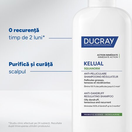 Sampon anti-matreata grasa Kelual Squanorm, 400 ml, Ducray 731013