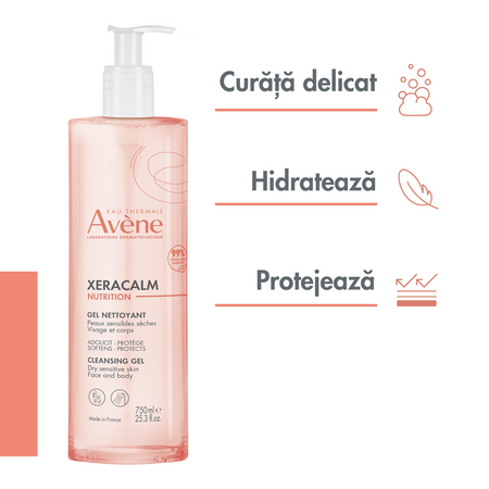 Gel de curatare delicat pentru pielea sensibila Xeracalm Nutrition, 750 ml, Avene 645332