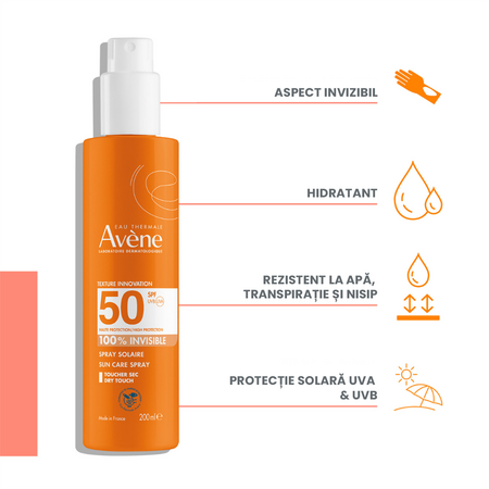 Spray pentru protectie solara cu SPF 50, 200 ml, Avene 645921
